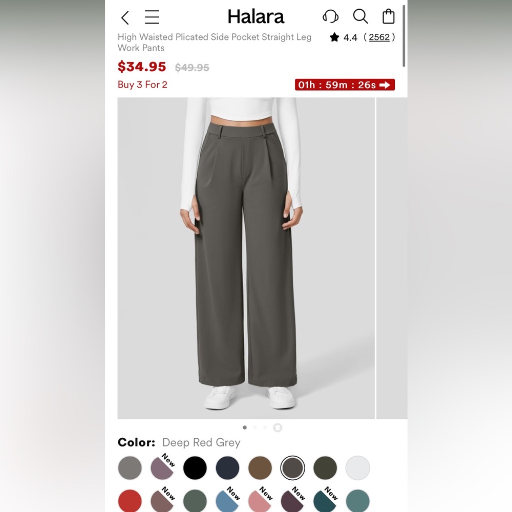 BRAND NEW Halara High Waisted Plicated Side Pocket Straight Leg Work Pants